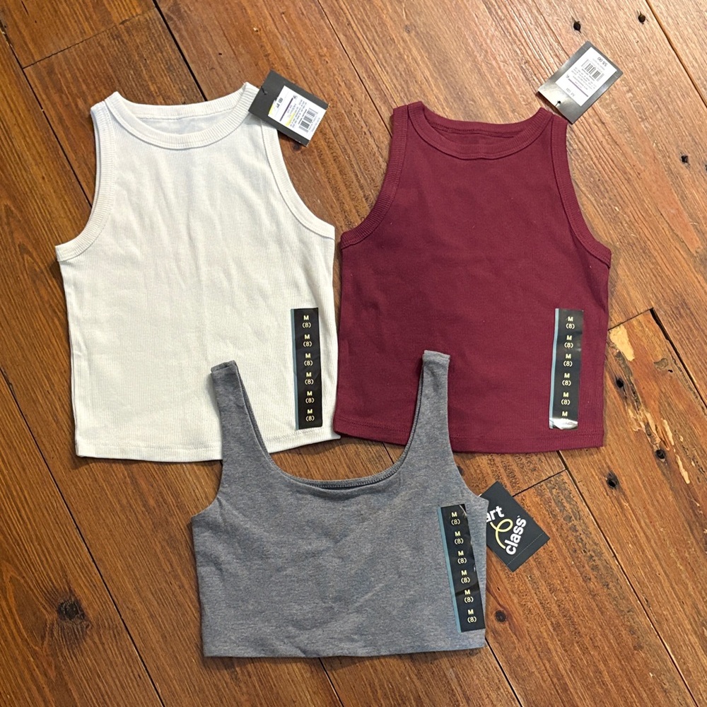 art class Kids 3-Pack Tank & Crop Tops - Cream, Burgundy, Gray